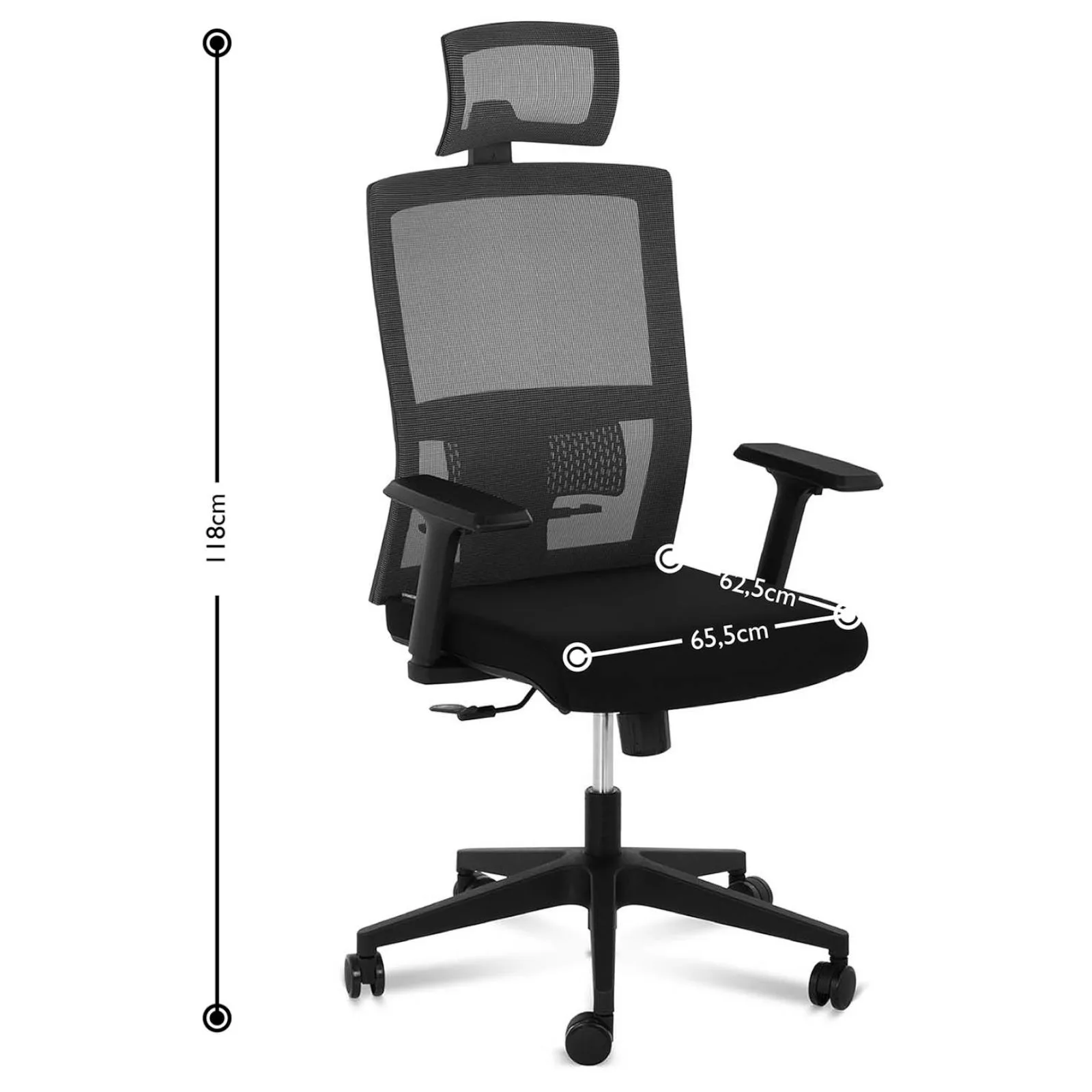 Ergonomska mrežasta uredska stolica s lumbalnom potporom i naslonom za glavu, max. 150 kg 8