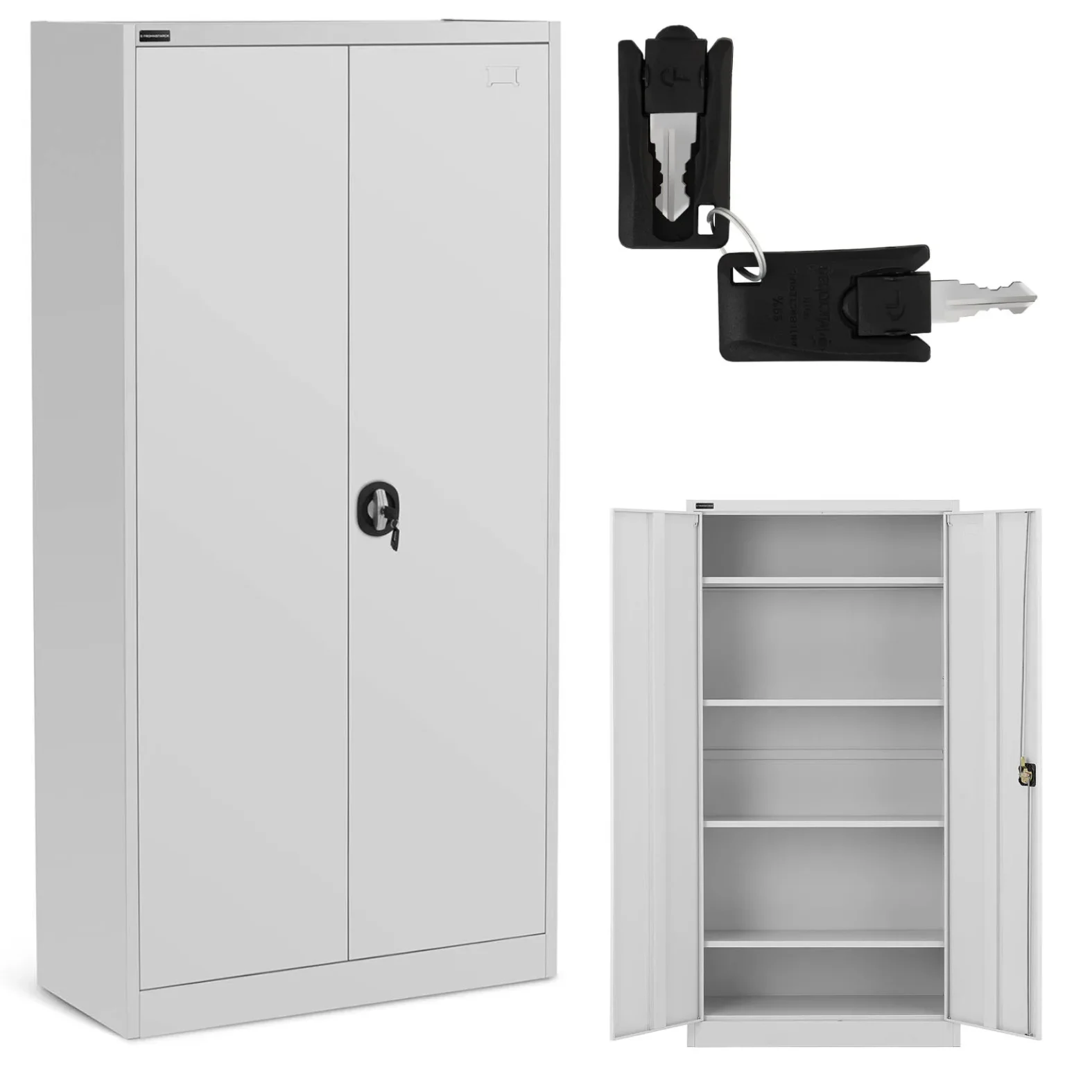 Metalni uredski ormar za arhiviranje, 4 police s krilnim vratima, visina 180 cm, SIVA Metalni uredski ormar za arhiviranje, 4 police s krilnim vratima, visina 180 cm, SIVA