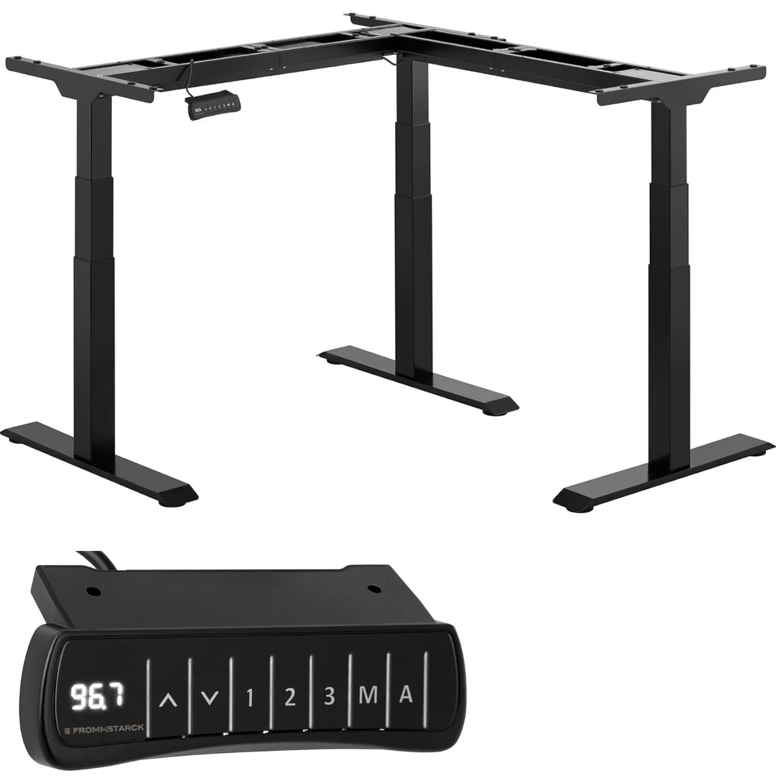 Sarok íróasztal váz elektromos magasságállítással 58–123 cm, JOBB SZÖG