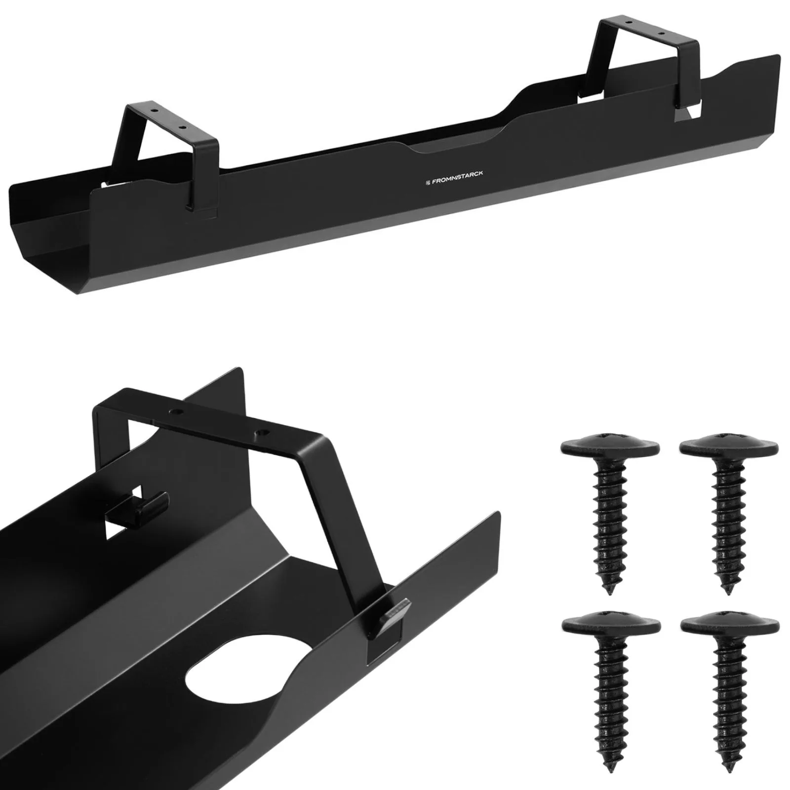 Asztal alatti kábelrendező polc 600x135x108 mm FEKETE