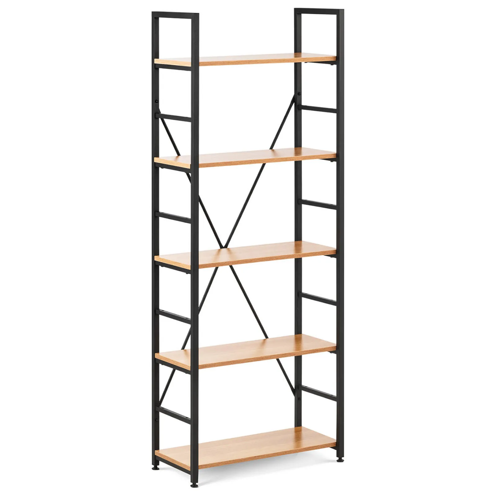 Loft stílusú ipari könyvespolc, max. 150 kg, 5 polccal