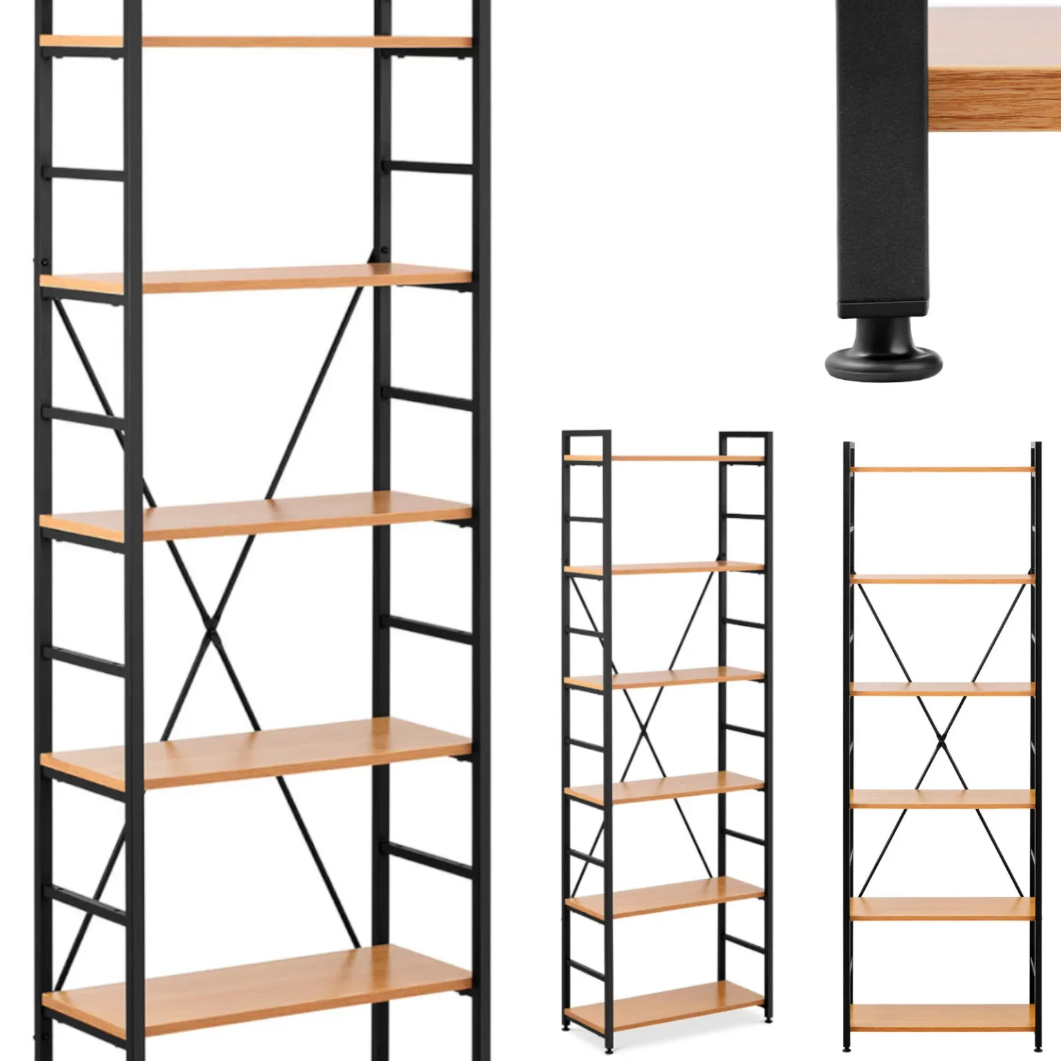 Industrijska polica za knjige u loft stilu, max. 150 kg, 6 polica Industrijska polica za knjige u loft stilu, max. 150 kg, 6 polica