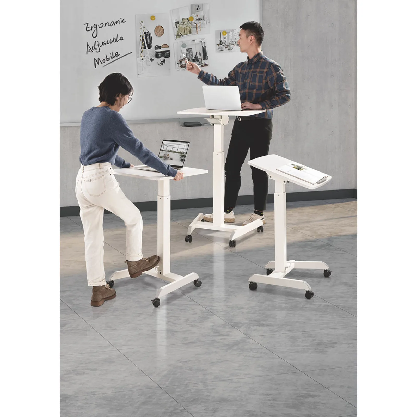 Suport pentru laptop înclinabil și reglabil, pe roți, 60 x 52 cm, 760–1130 mm 7