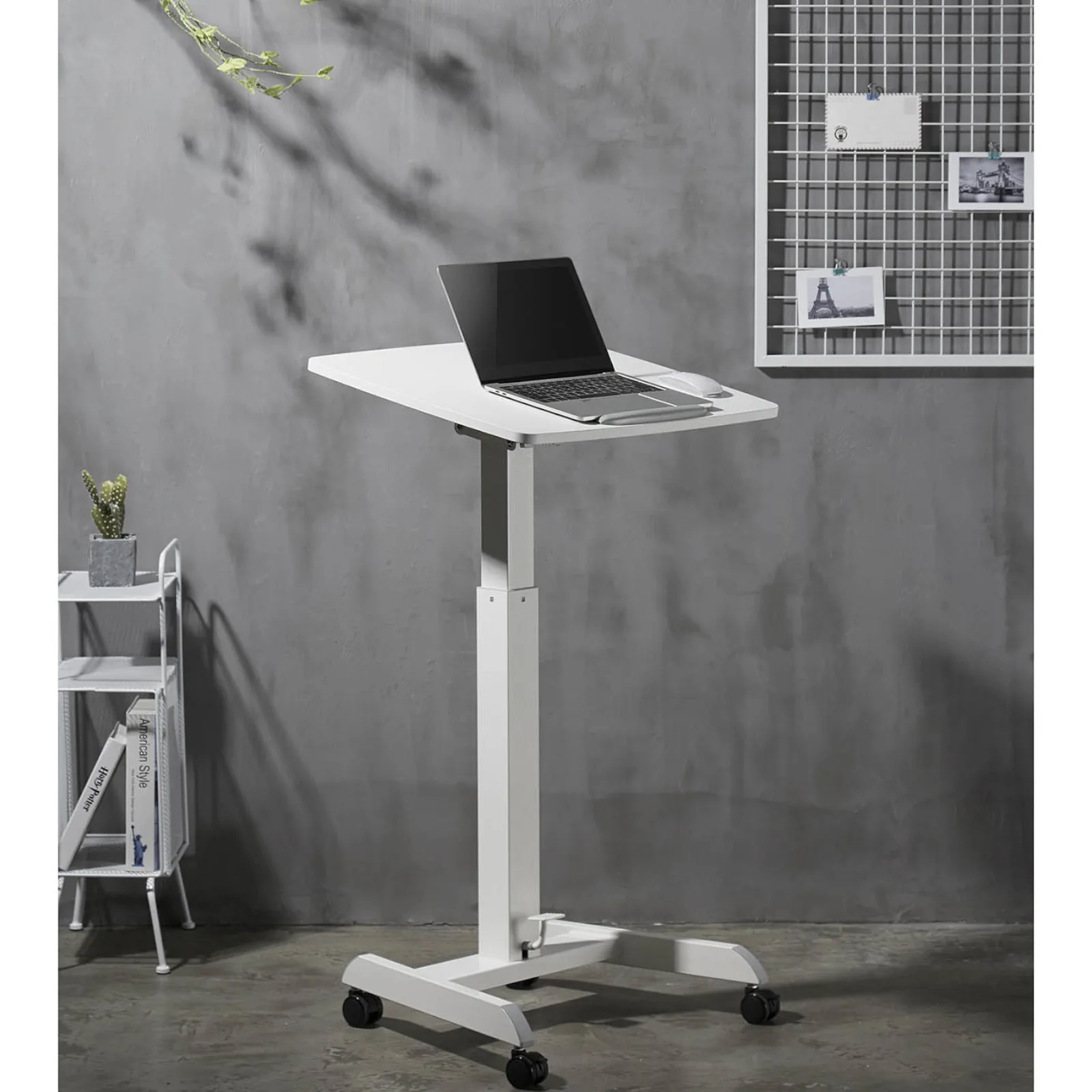 Suport pentru laptop înclinabil și reglabil, pe roți, 60 x 52 cm, 760–1130 mm 8