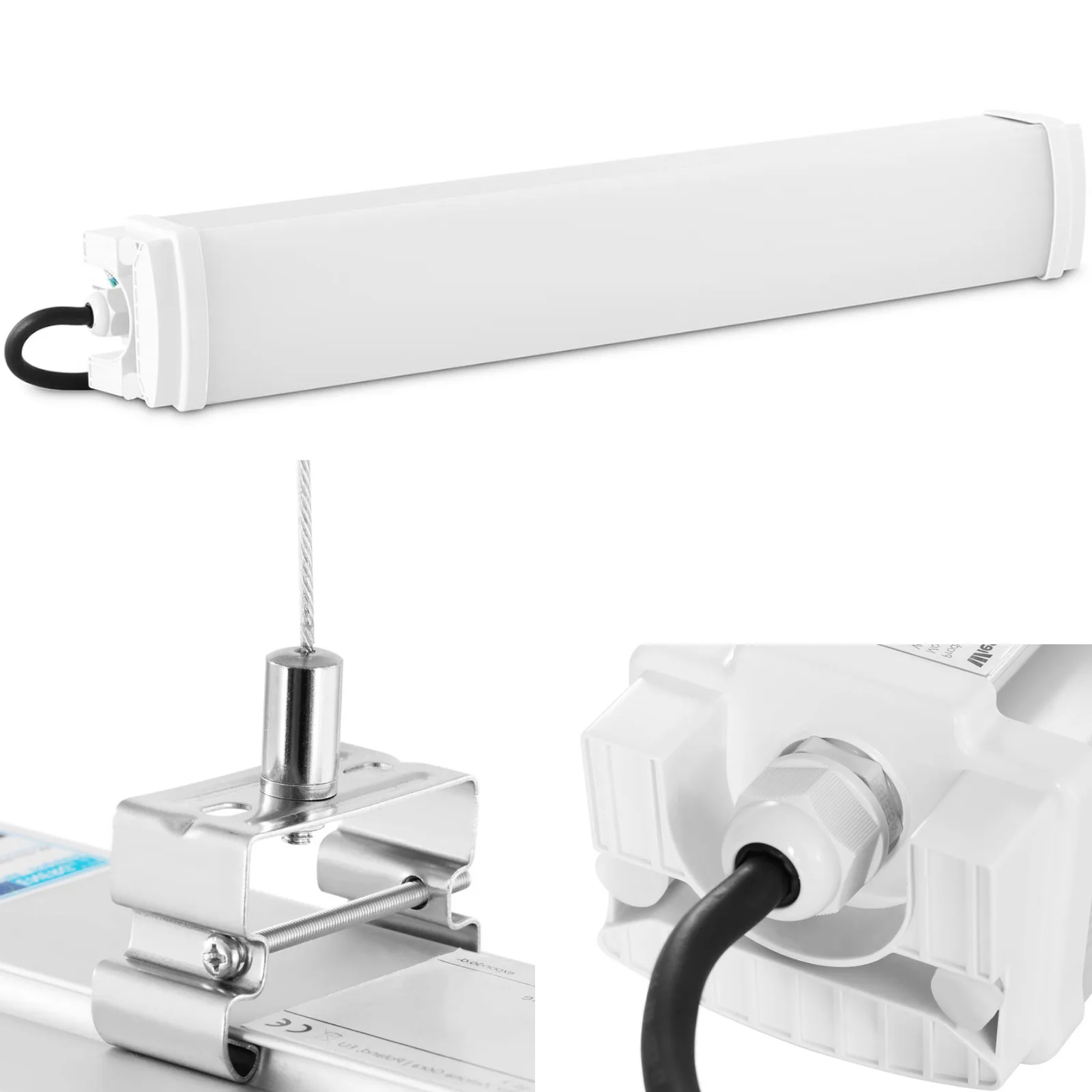 Vízálló, hermetikusan lezárt LED-es lámpatest raktárakhoz és műhelyekhez, IP65, 2200 lm, 60 cm, 20 W