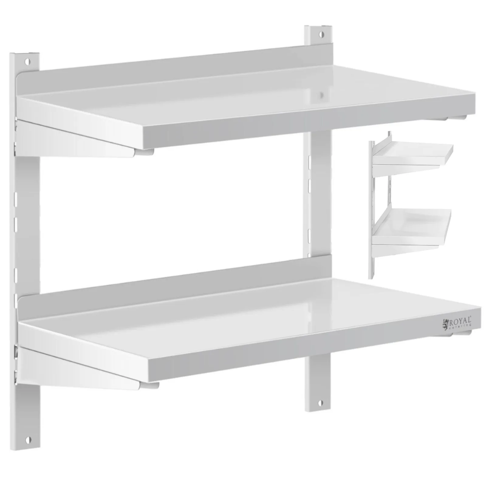 Półka ścienna wisząca gastronomiczna podwójna z regulacją STAL 60 x 30 cm Półka ścienna wisząca gastronomiczna podwójna z regulacją STAL 60 x 30 cm