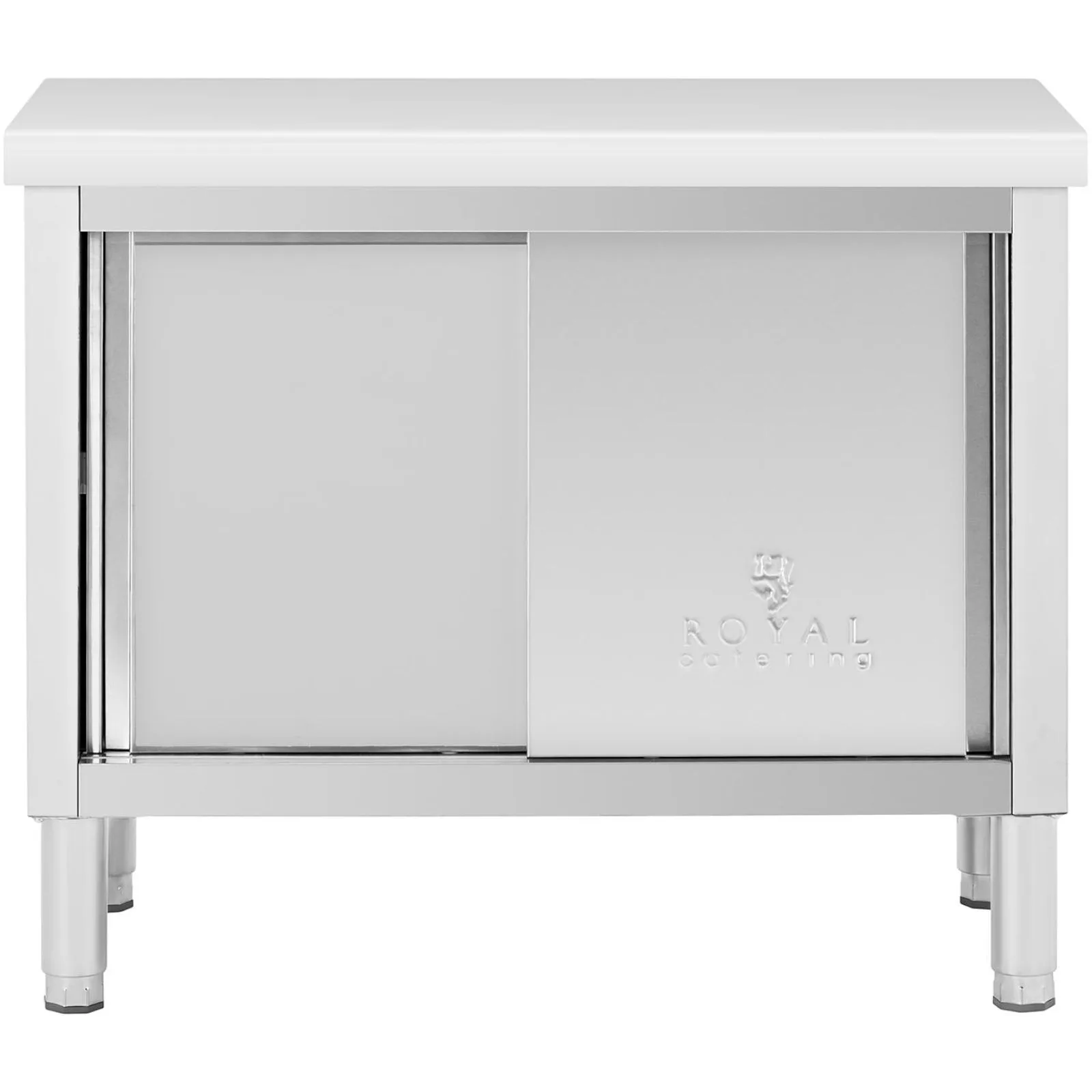 Catering-Tisch mit Schrank und Schiebetüren, STAHL, 100 x 50 cm, bis zu 330 kg 2