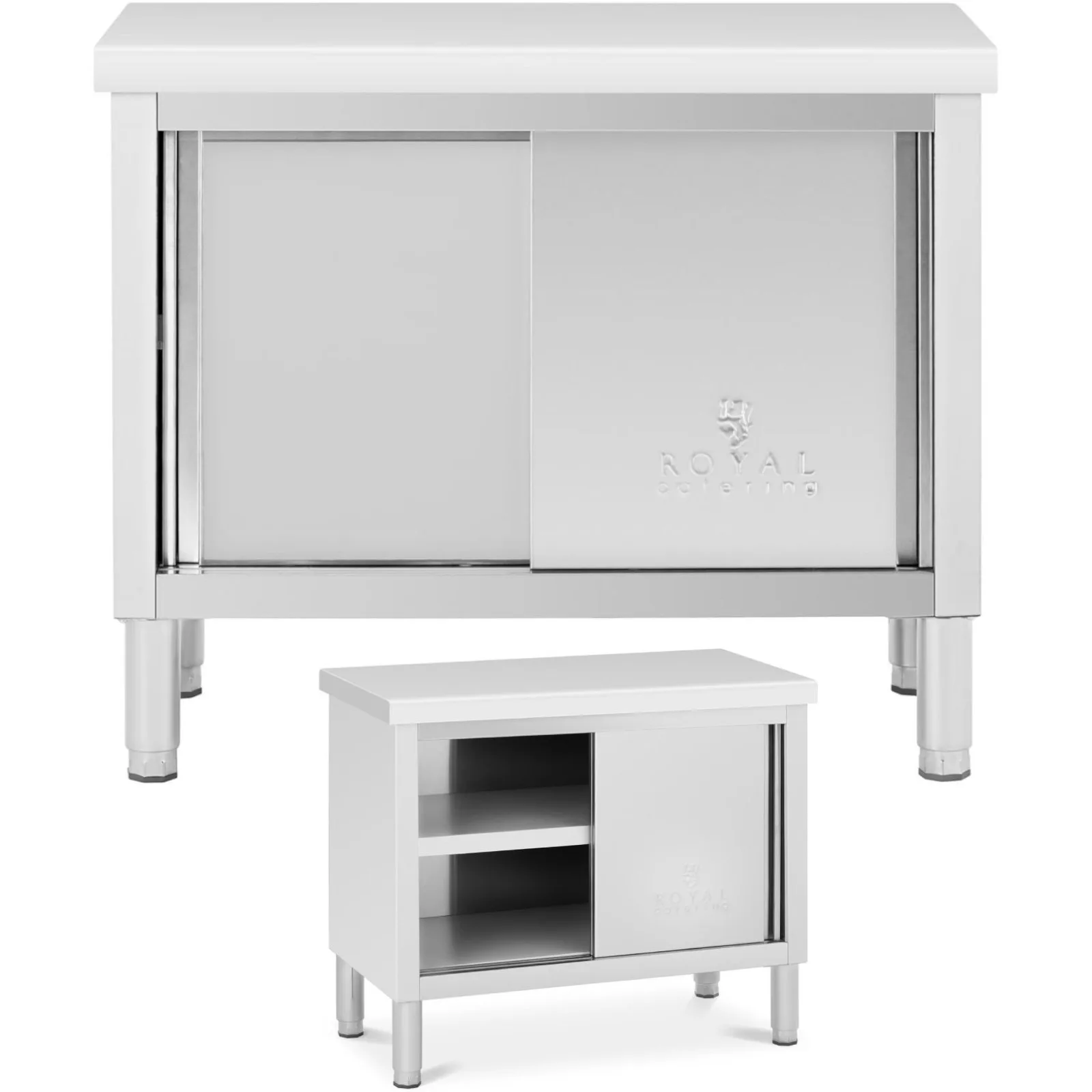 Vendéglátóasztal szekrénnyel és tolóajtókkal, ACÉL, 100 x 50 cm, max. 330 kg