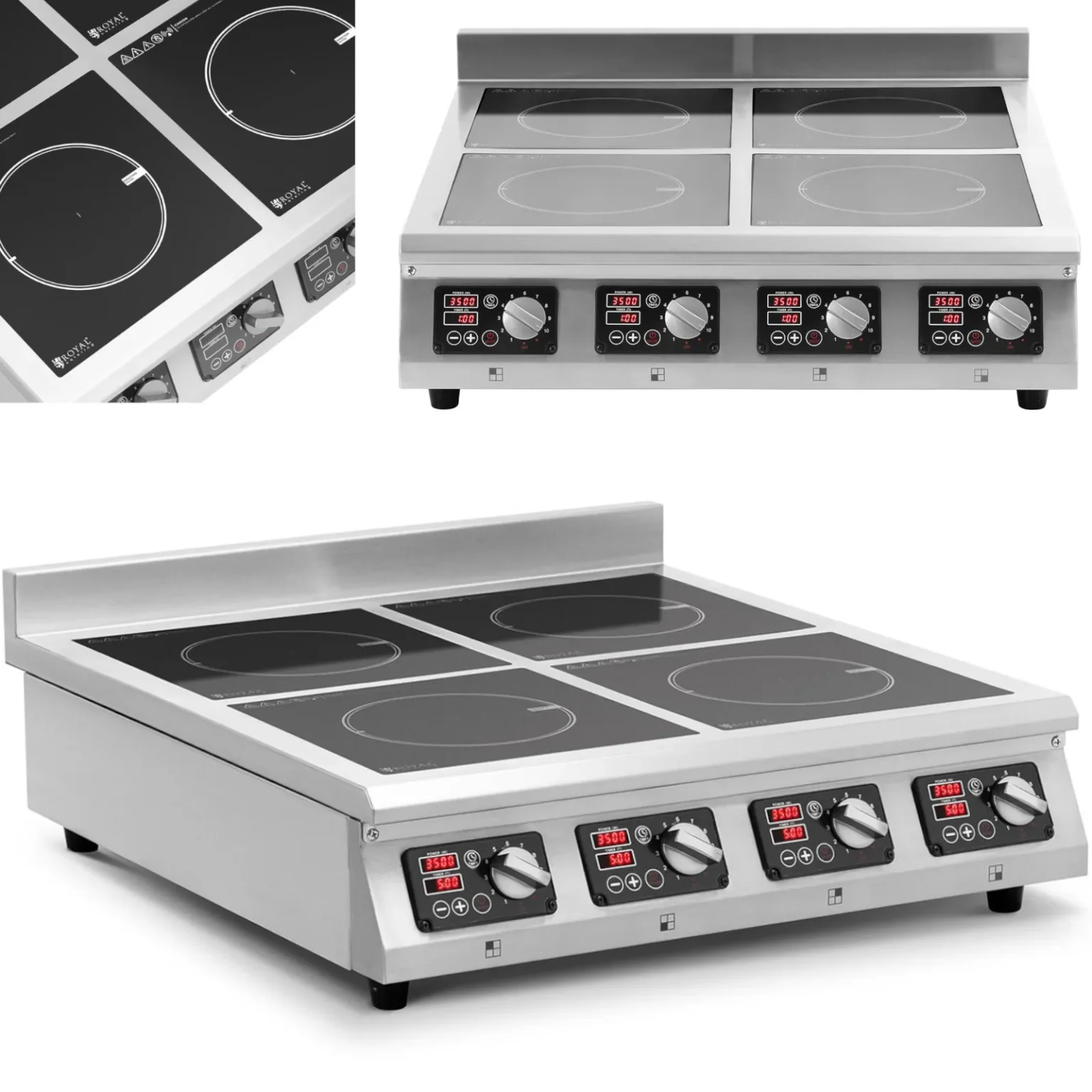Indukcijska ploča za kuhanje s 4 plamenika i tajmerom, 400 V, 4 x 3500 W Indukcijska ploča za kuhanje s 4 plamenika i tajmerom, 400 V, 4 x 3500 W