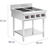 Plită cu inducție cu 4 ochiuri și bază deschisă, 400 V, 4 x 3500 W 6