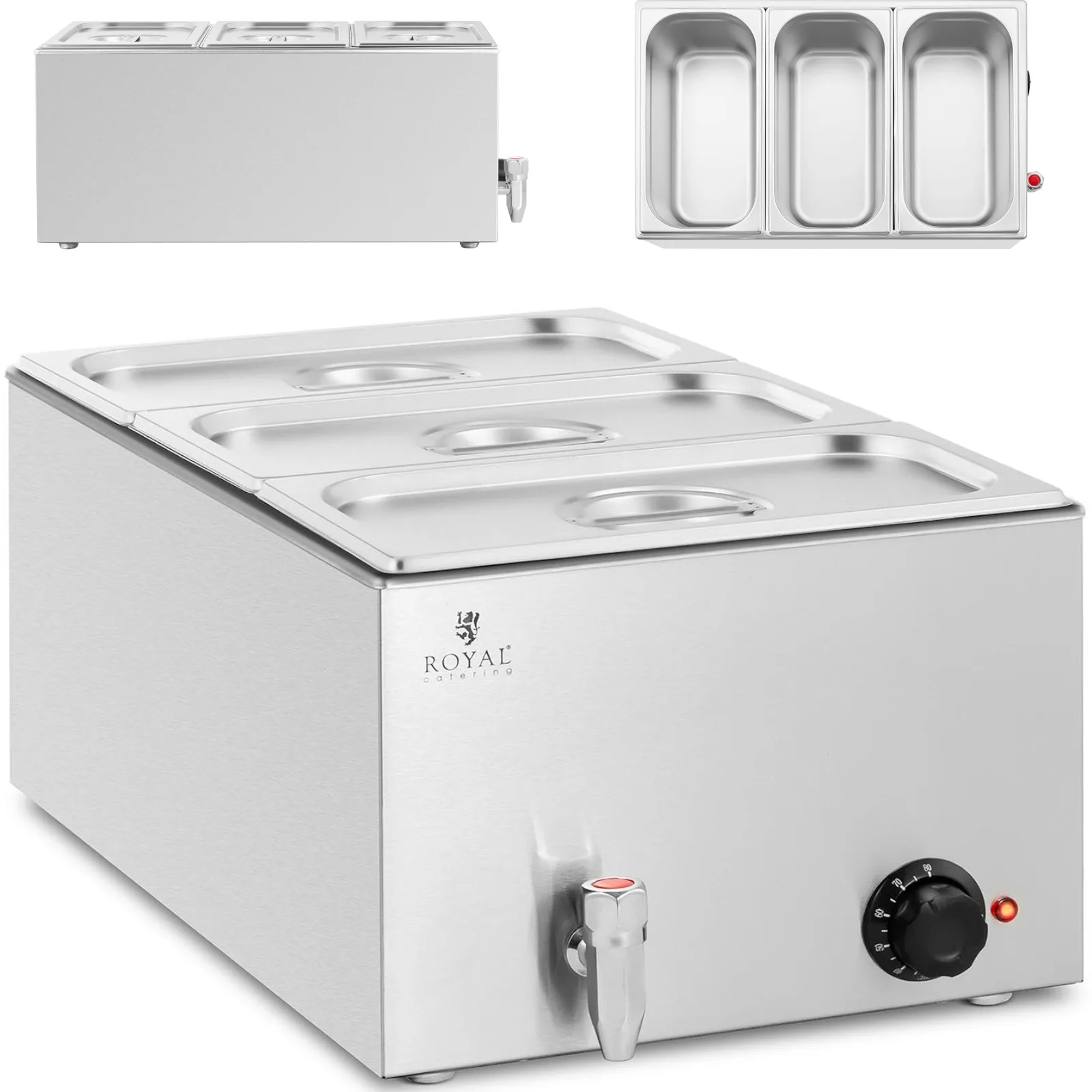 Elektromos vízfürdő csapokkal, 3 x GN 1/3, 600 W