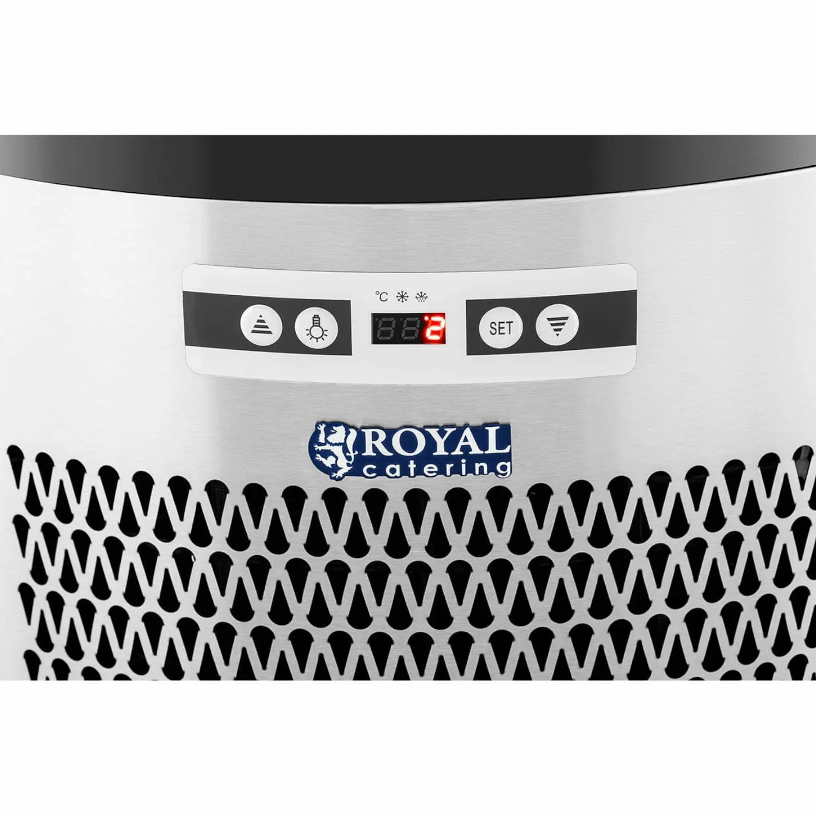 Vitrină frigorifică cu afișaj LED rotund, 4 niveluri, 102 L, negru și argintiu 3
