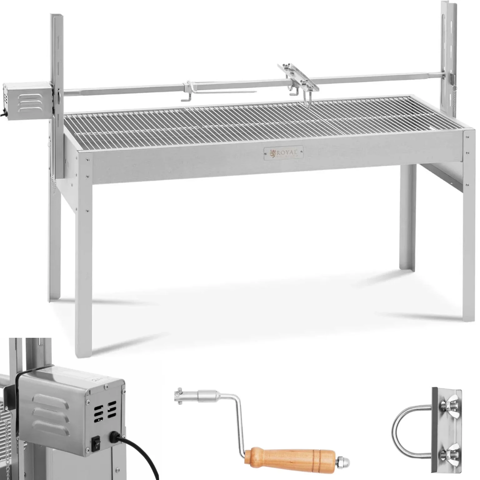 Grătar cu cărbuni și rotisor electric pentru friptură de purcel, 13 W, 40 kg, 127 cm Grătar cu cărbuni și rotisor electric pentru friptură de purcel, 13 W, 40 kg, 127 cm