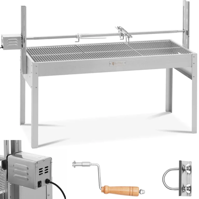 Szénparázsos grill elektromos forgóspitával malac sütéséhez, 13 W, 40 kg, 127 cm