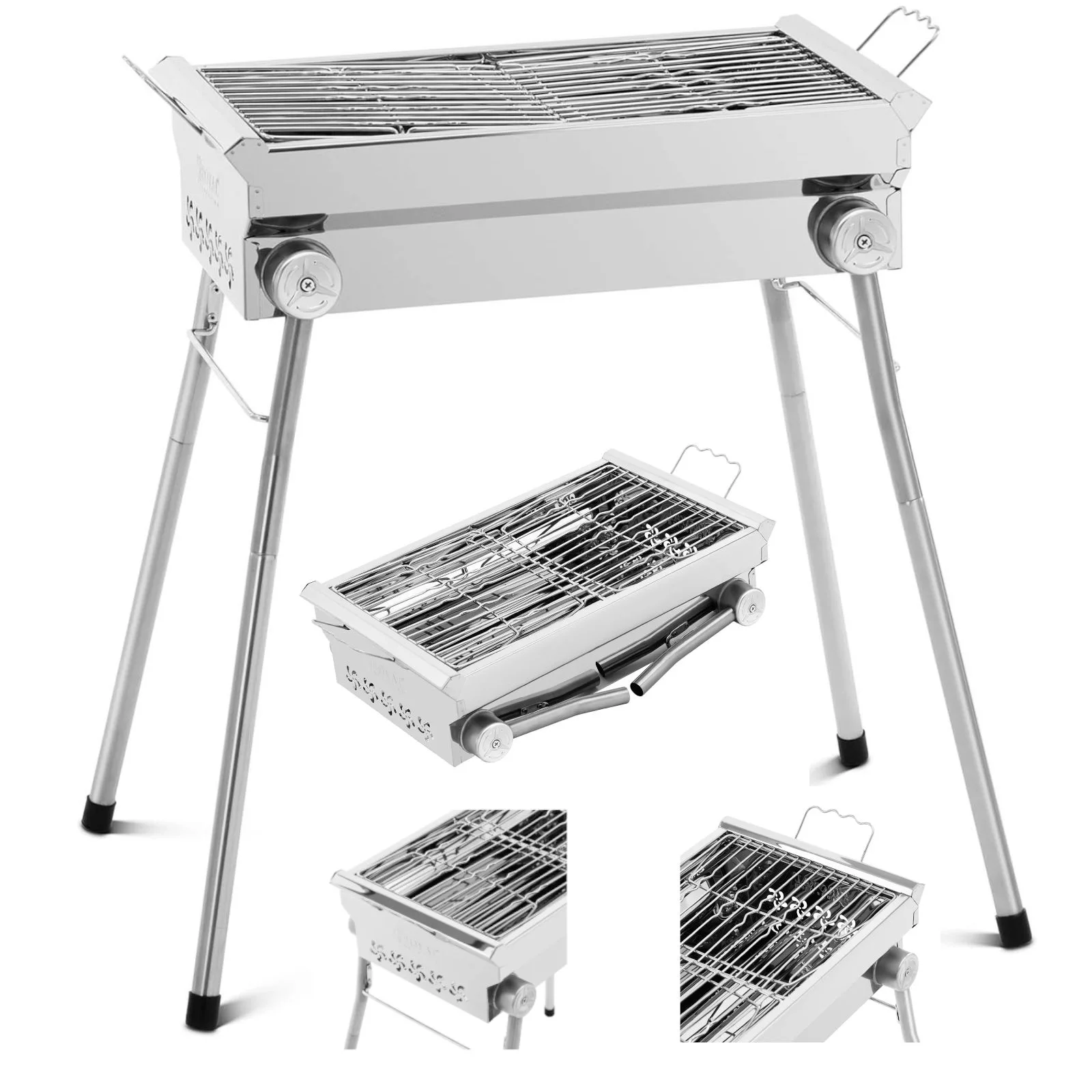 Összecsukható szénparázsas grill 43 x 25 cm-es rácsokkal