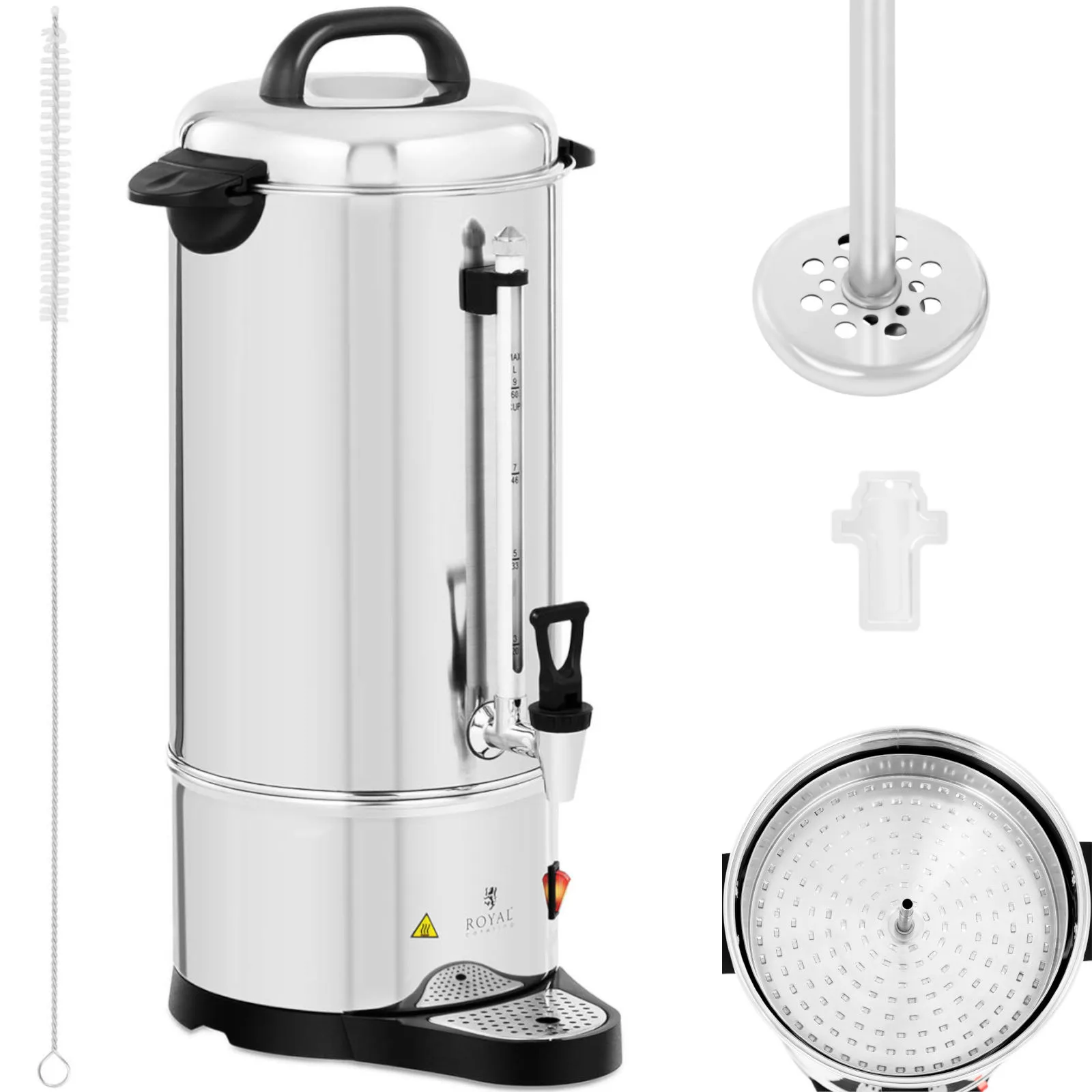 Kávé- és teafőző csapokkal és cseppfelfogó tálcával, 1200 W, 9 l