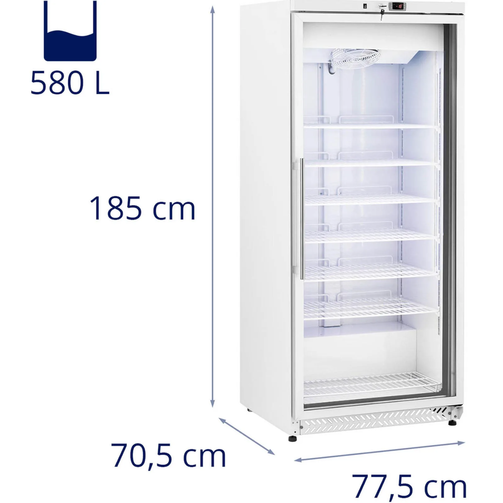 Congelator cu ușă din sticlă, 7 rafturi, 580 L, 492 L - alb 9