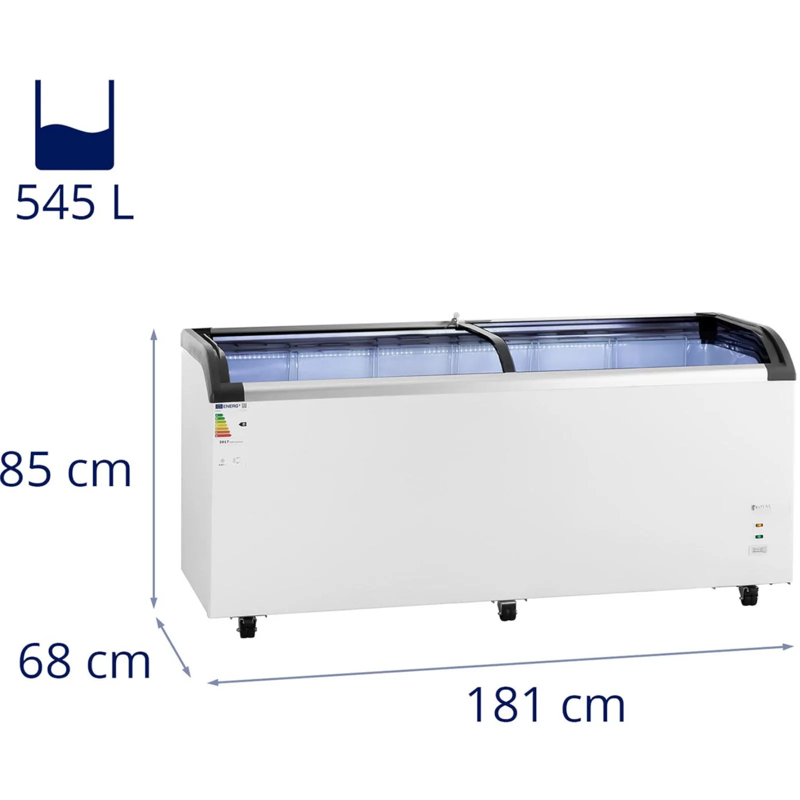 Congelator orizontal cu ușă de sticlă, 545 L x 252 L, pentru înghețată și alimente congelate 9