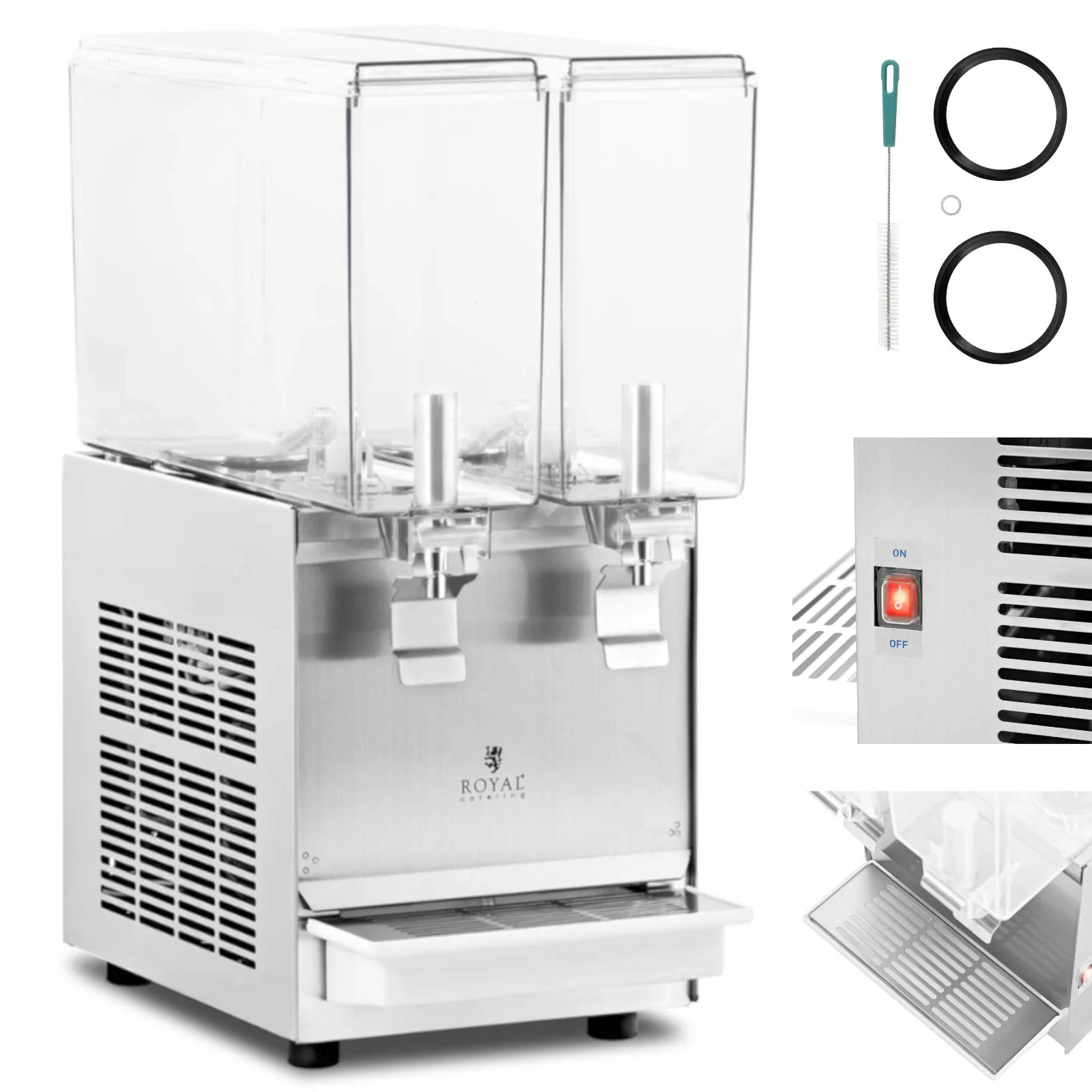 Hűtőadagoló gyümölcslevekhez és italokhoz, dupla 2 x 10 l, 290 W