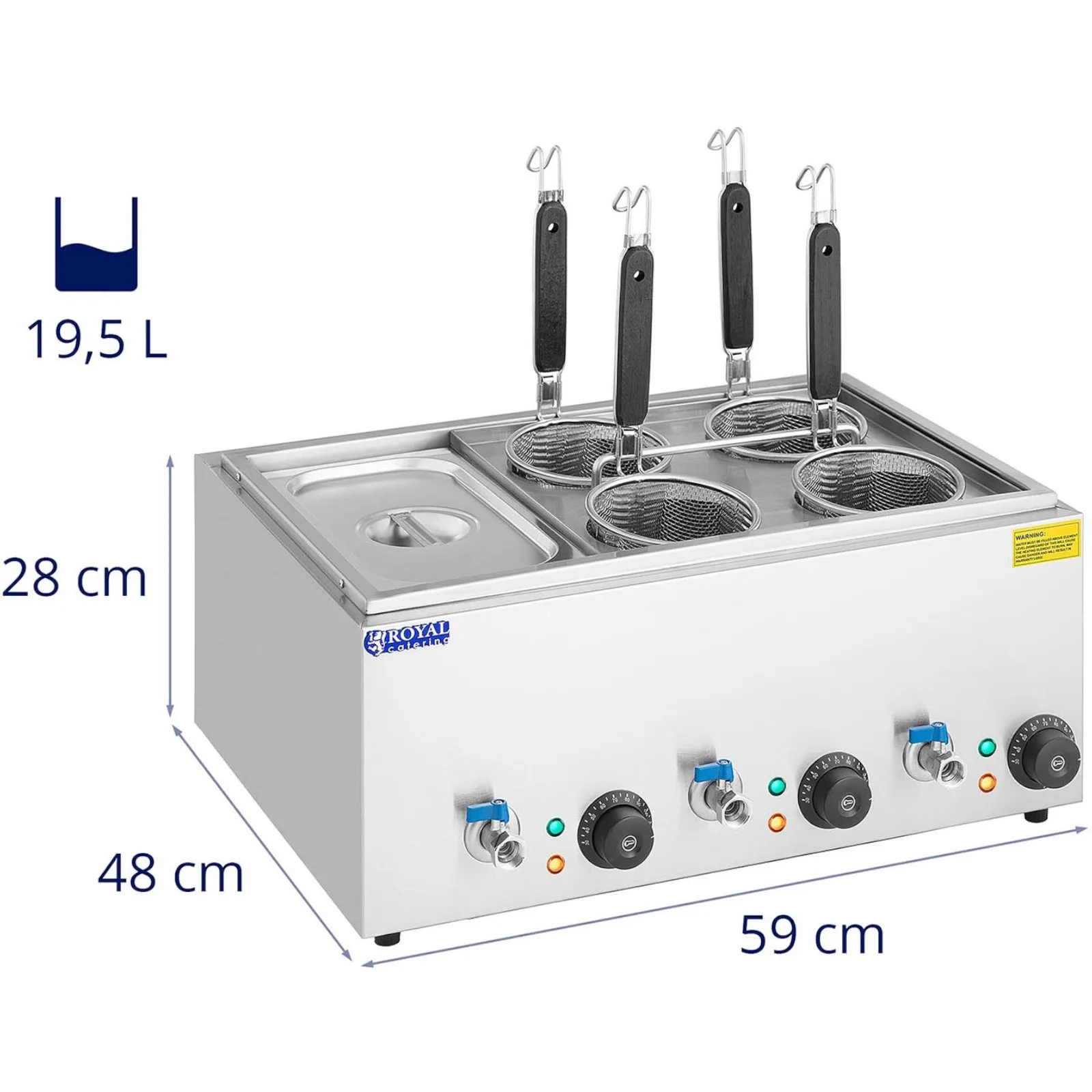 Makaroniarka warnik do gotowania makaronu z kranikami 4 kosze + GN 1/3 3 x 6,5 l 3000 W 7