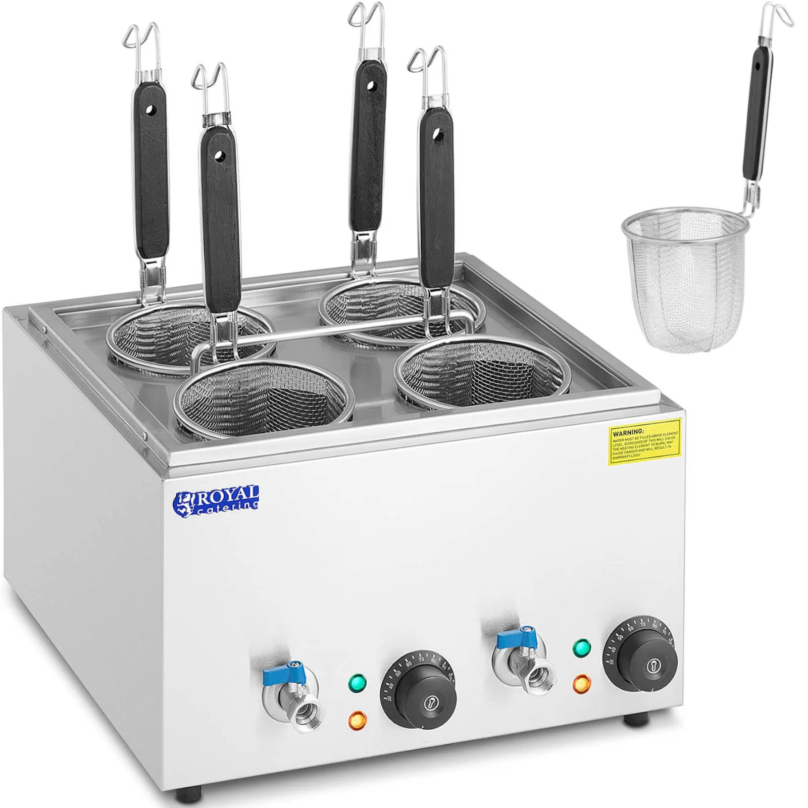 Tésztaszűrő csapokkal, 4 kosárral, 2 x 6,5 l, 3000 W