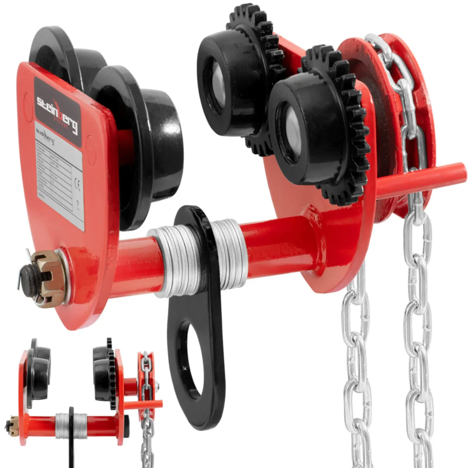 Kézi függesztett gerendás kocsi 60–110 mm-es lánccal, 1000 kg Kézi függesztett gerendás kocsi 60–110 mm-es lánccal, 1000 kg