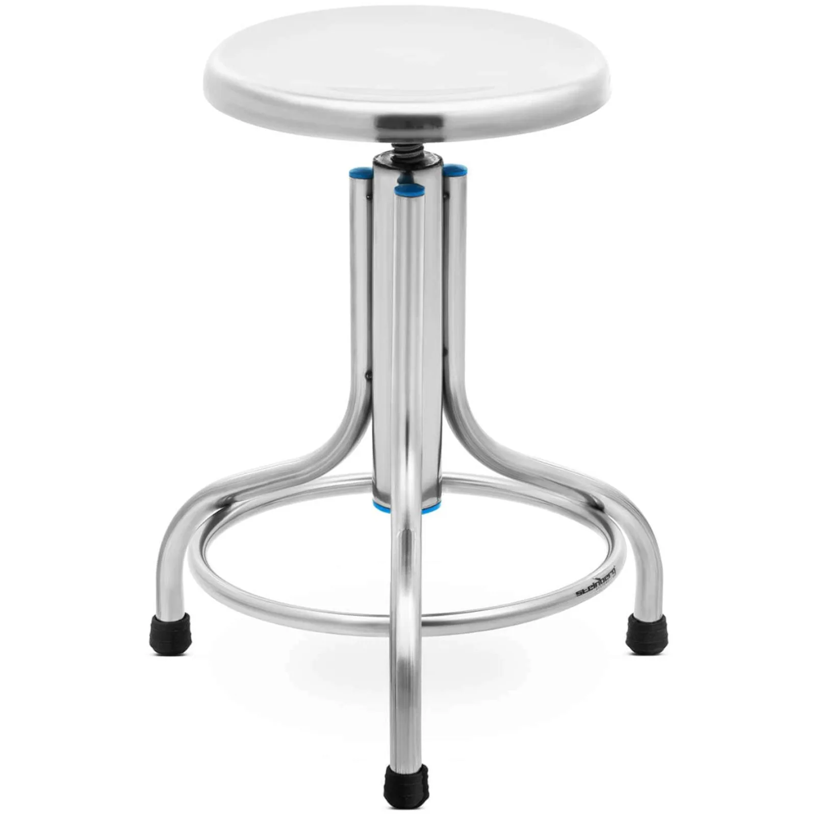 Rozsdamentes acél laboratóriumi/műhelyi szék, 45–60 cm, max. 150 kg
