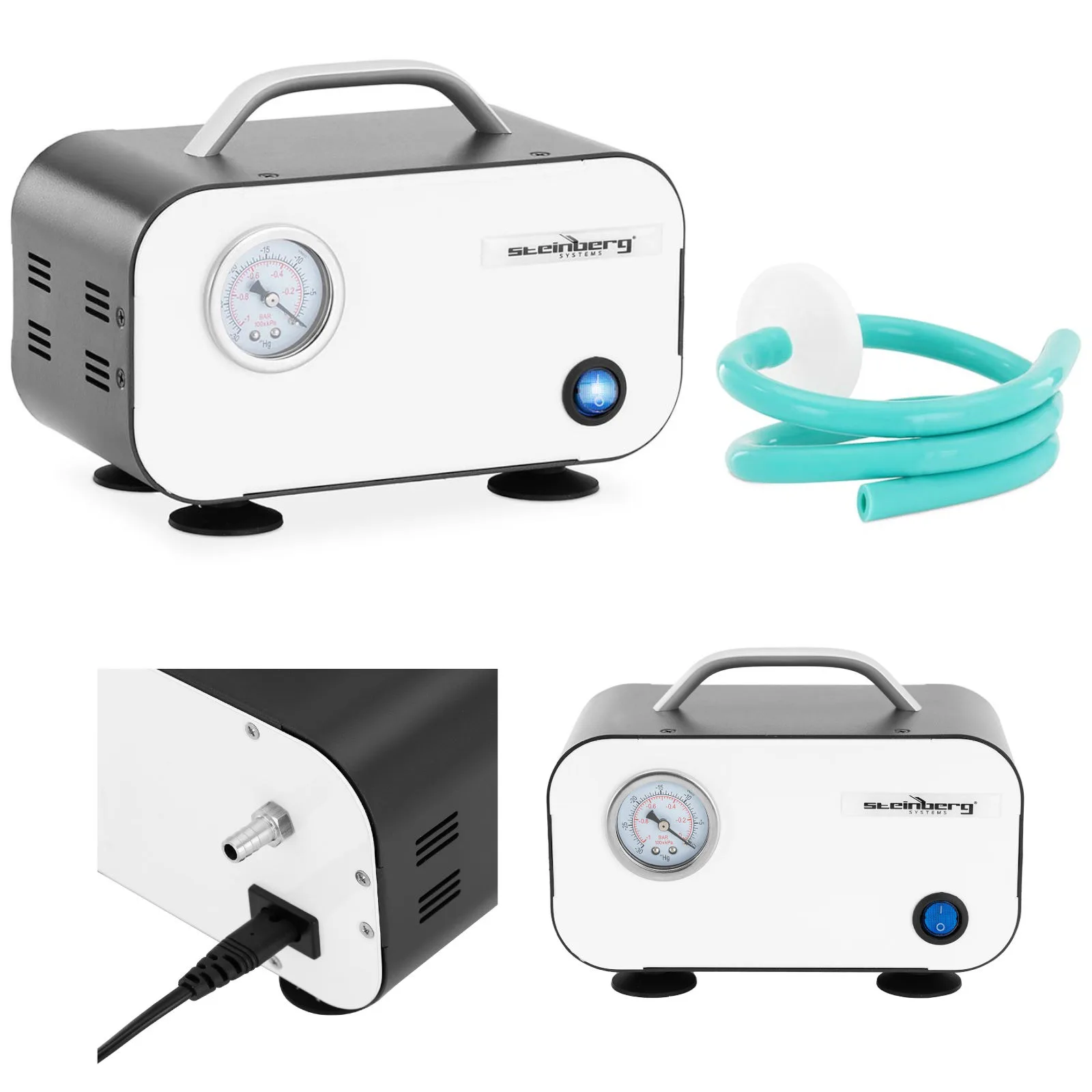 Olajmentes laboratóriumi vákuumszivattyú nyomásmérővel, 10 l/min, 20 W