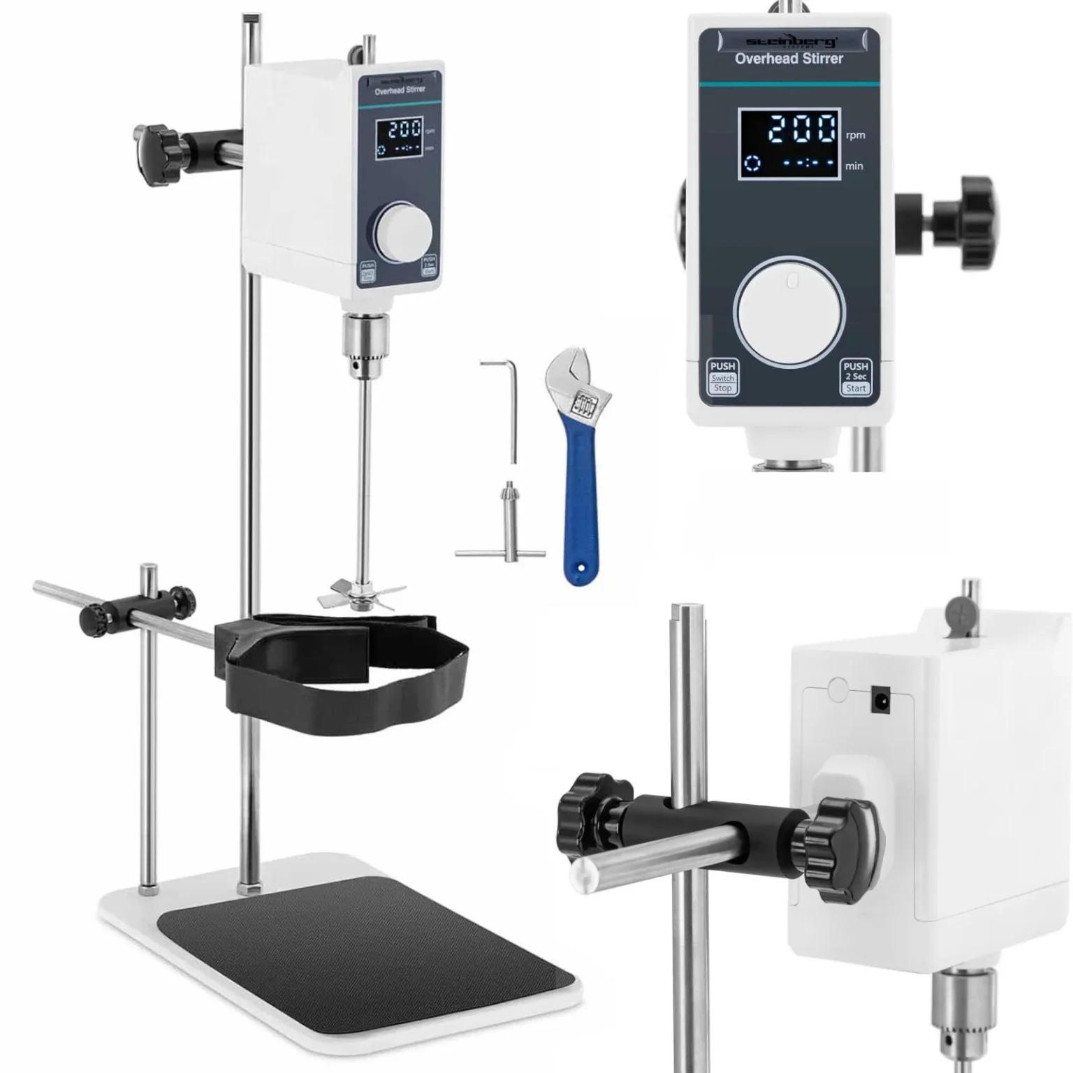 20 l-es laboratóriumi mechanikus keverő időzítővel, 50–1200 fordulat/perc