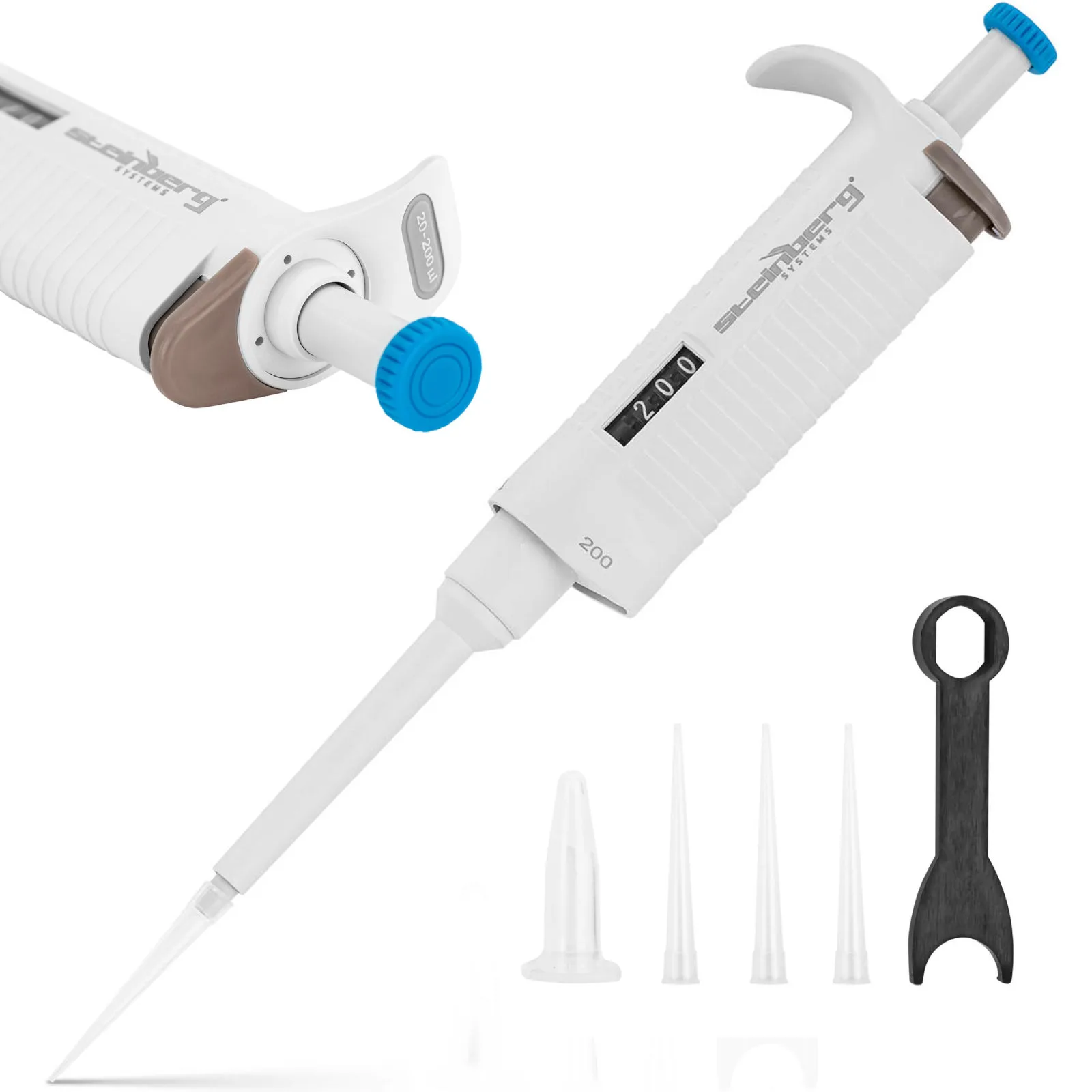 Egycsatornás laboratóriumi pipetta 0,02–0,2 ml