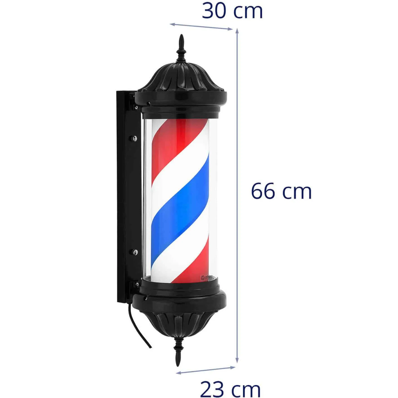 Fodrász táblája, forgó, megvilágított, 38 cm - fekete 7