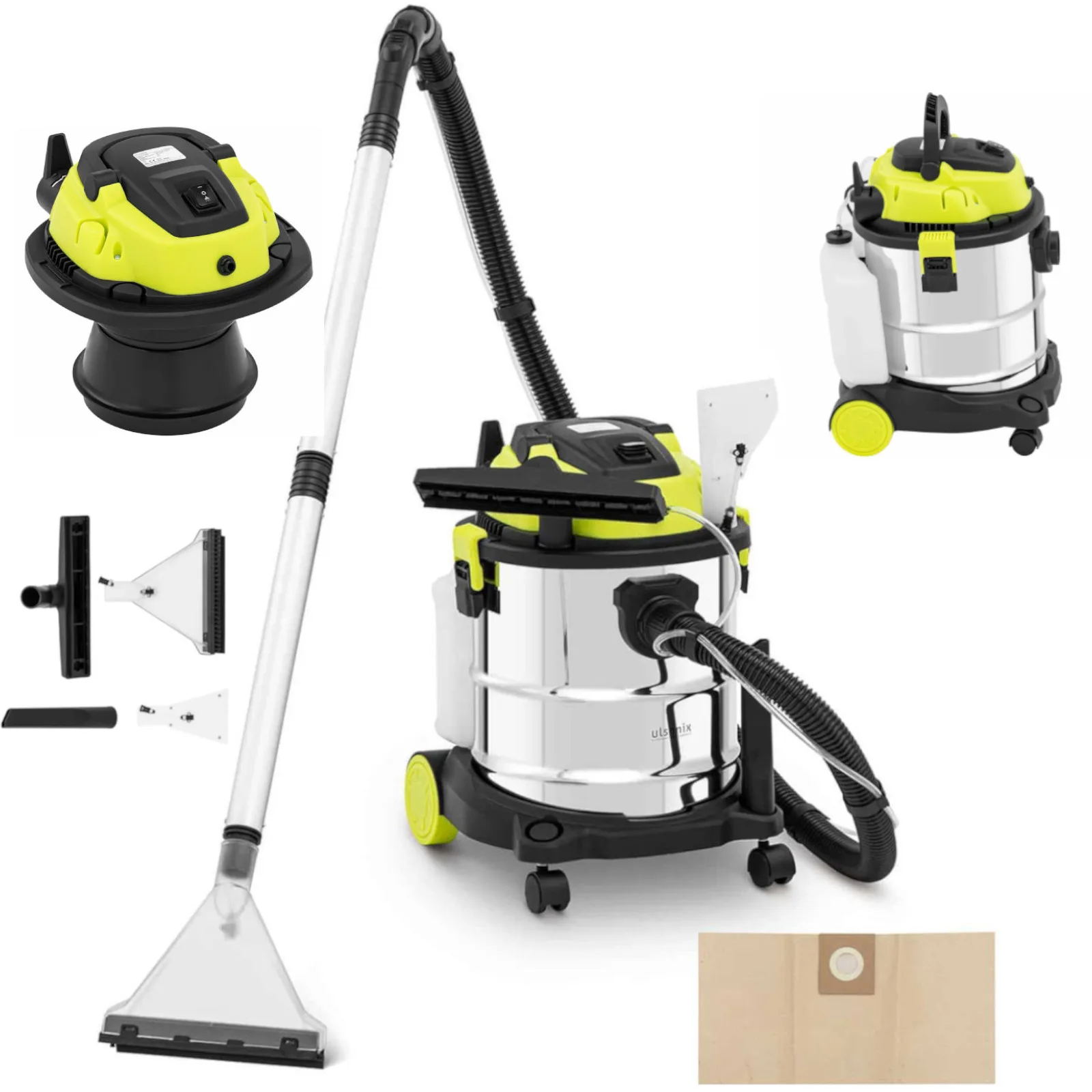1200 W, 20 l-es nedves/száraz szőnyeg- és kárpittisztító porszívó