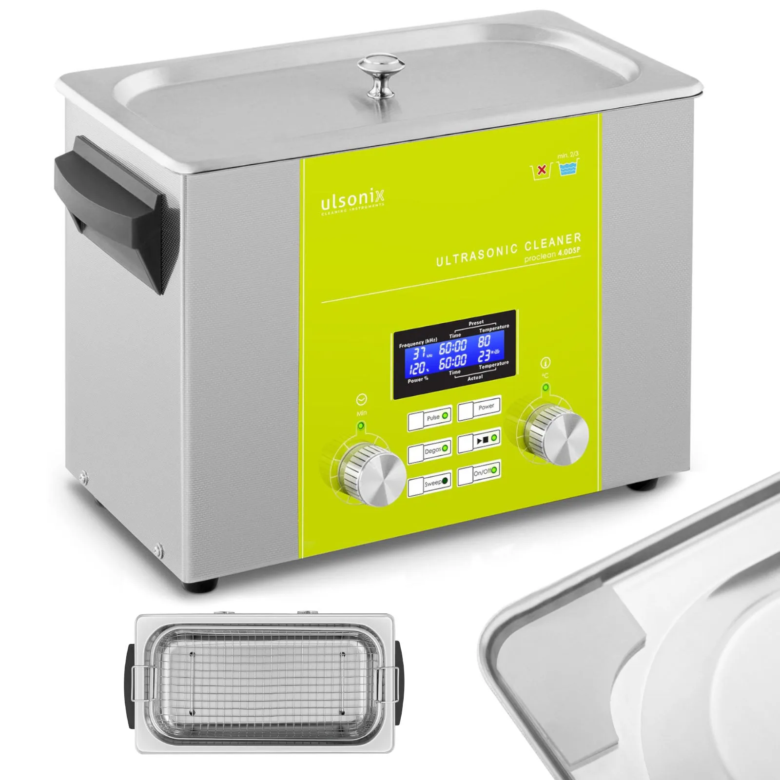 Ultrahangos tisztítófürdő LED-del, 4 l, 160 W