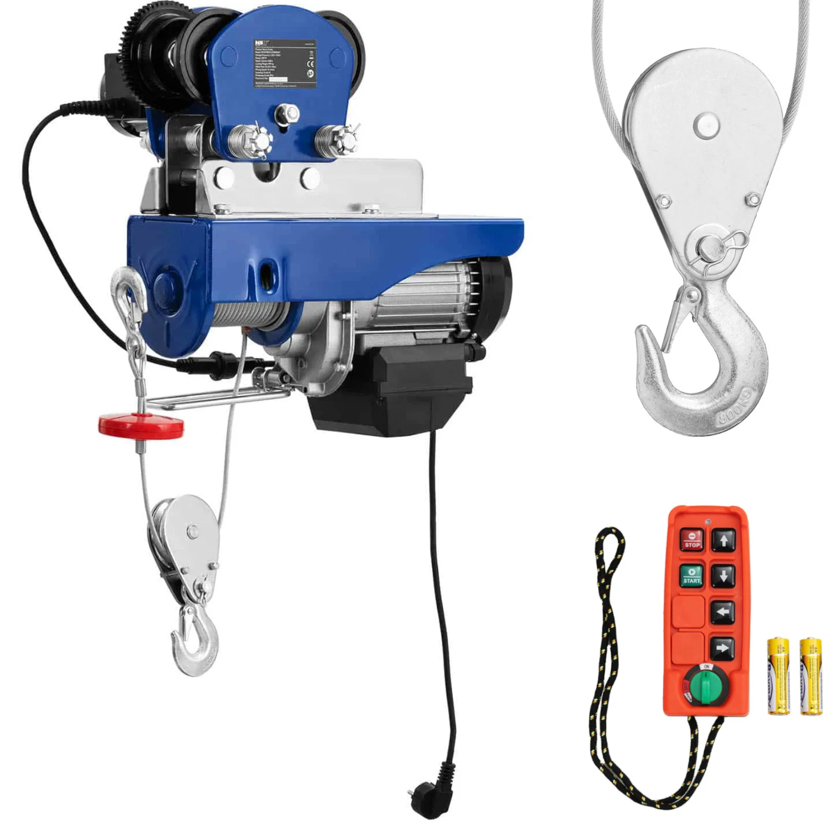 Elektromos csörlő kábeles emelővel 1350 W 12 m 400 kg