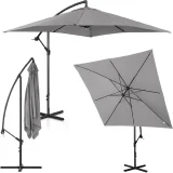 Umbrelă de grădină pătrată pe tijă, 250 x 250 cm, gri închis