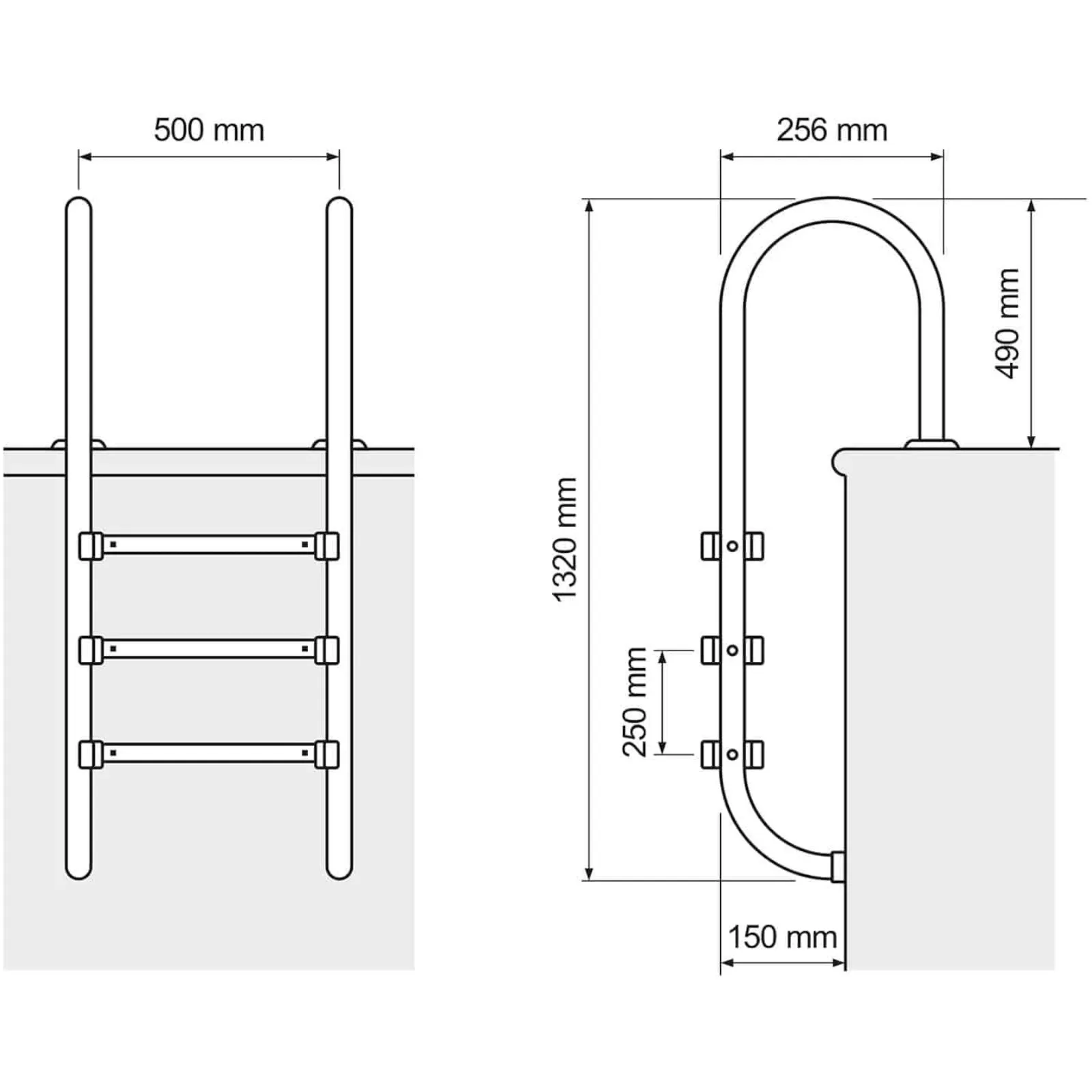 Scara de piscină din oțel inoxidabil, 3 trepte, 1320 mm 7
