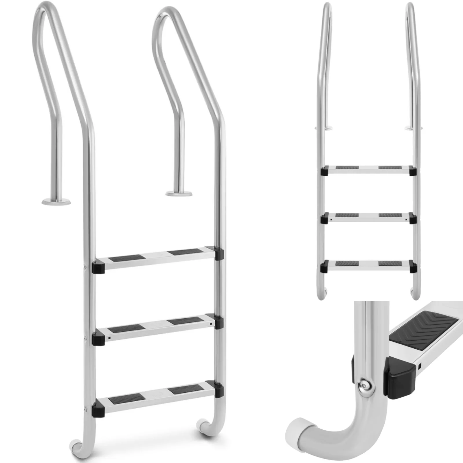 Rozsdamentes acél medencelépcső, 3 fok, 1600 mm
