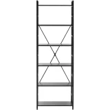Loft stílusú könyvespolc acélvázas 28 x 60 x 182 cm fekete 5