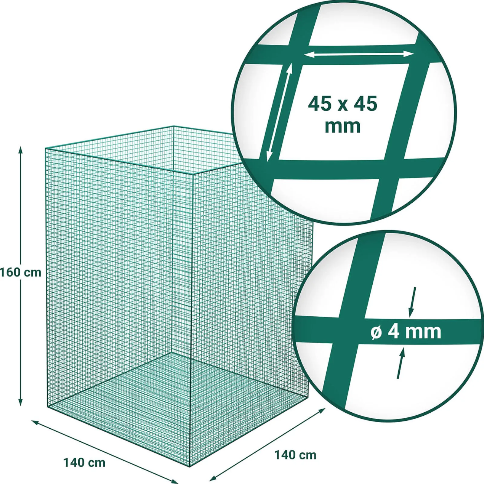 Hay net for bales and sheaves for feeding horses, mesh size 45 x 45 mm, 1.4 x 1.4 x 1.6 m 4