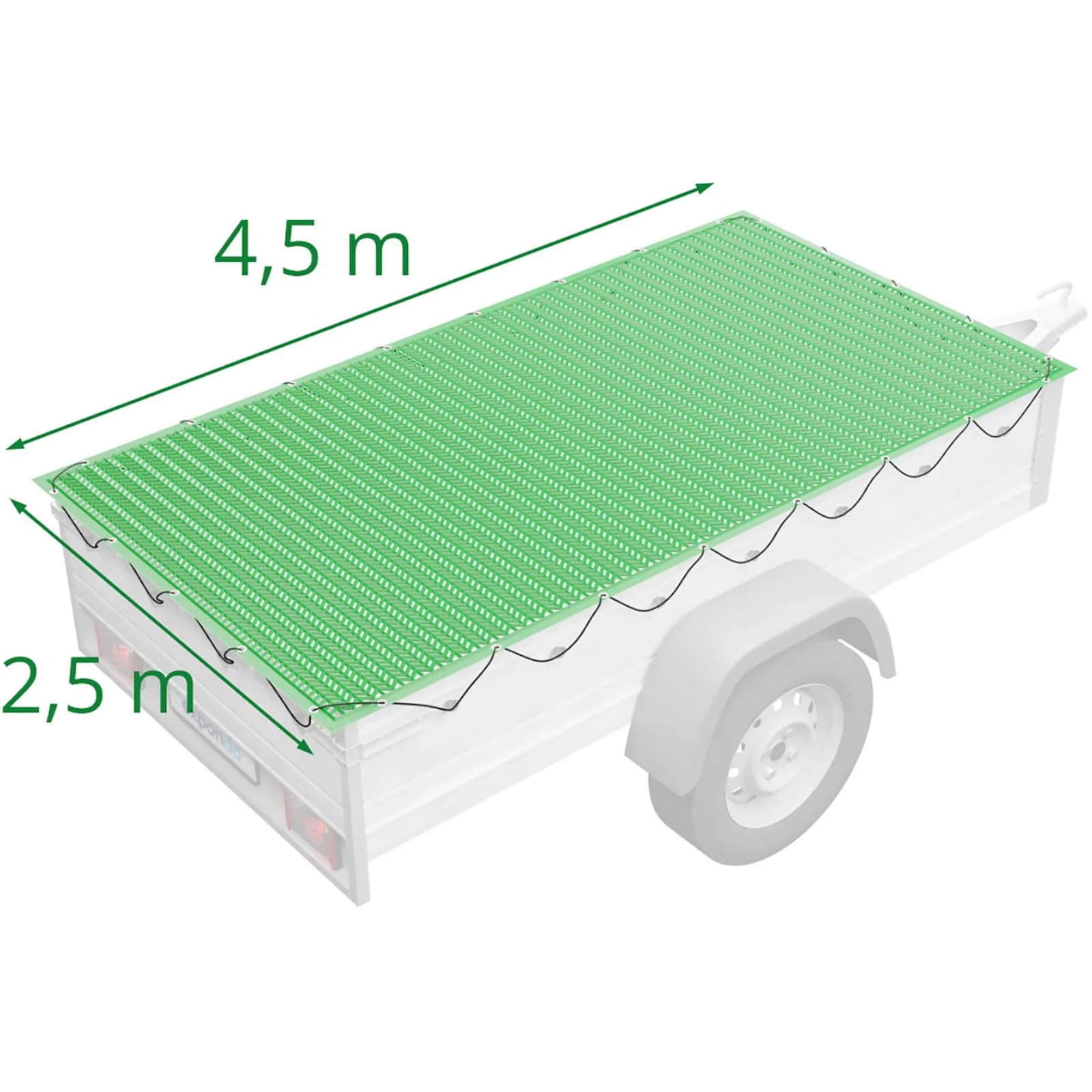 Mreža za osiguranje tereta za prikolice, fina mreža, 2,5 x 4,5 m, zelena 5