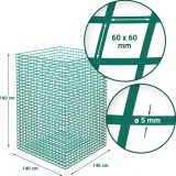 Heunetz für Ballen und Garben zur Fütterung von Pferden, Maschenweite 60 x 60 mm, 1,4 x 1,4 x 1,6 m 5