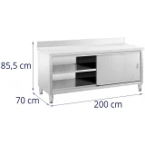 Stół blat roboczy przyścienny z szafką i rantem drzwi suwane 200 x 70 cm 7
