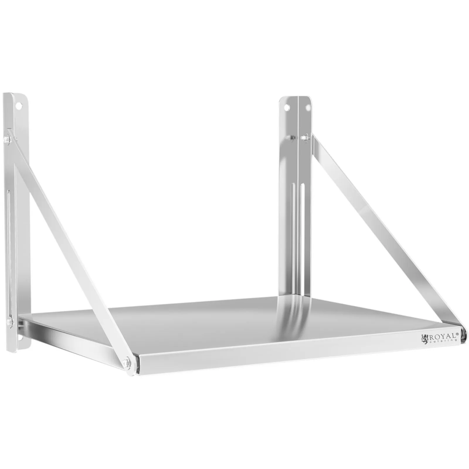 Skladací nerezový nástenný regál pre stravovacie zariadenia, nosnosť až 40 kg, 60 x 45 cm 2