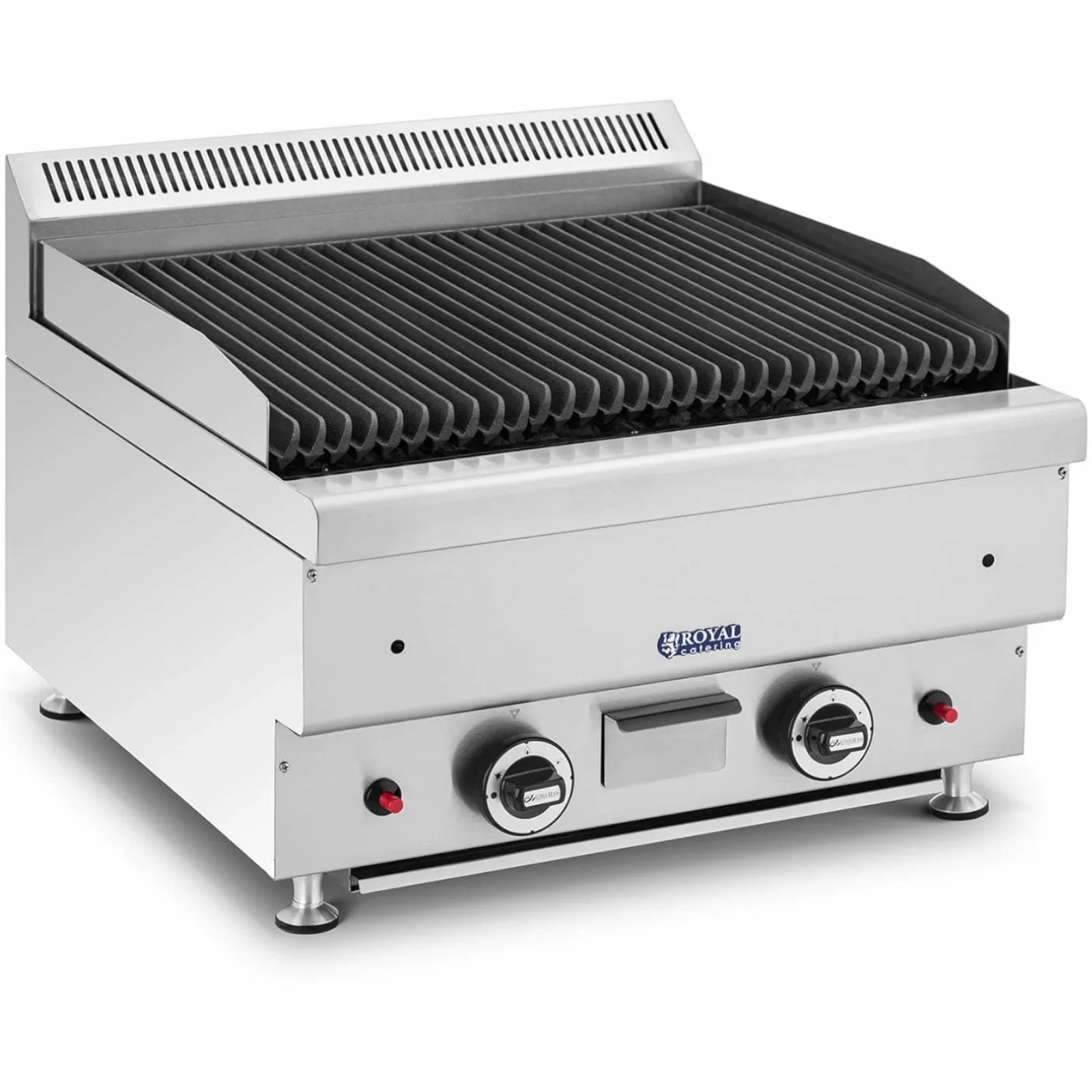 Földgázos láva grill, barázdált, 50 x 47 cm, 2 x 7200 W