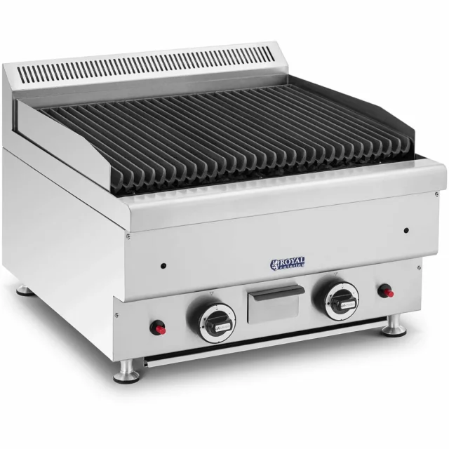Földgázos láva grill, barázdált, 50 x 47 cm, 2 x 7200 W
