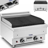 Földgázos láva grill, barázdált, 50 x 47 cm, 2 x 7200 W