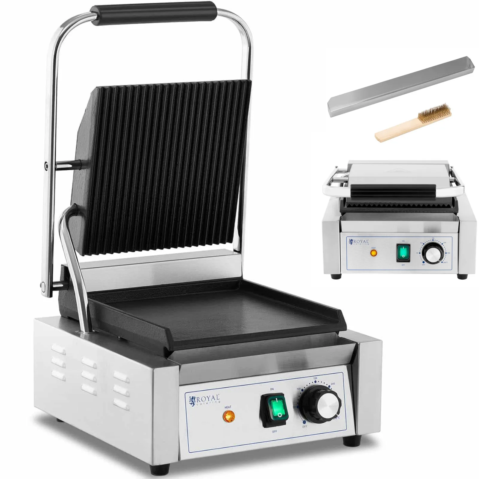Elektromos kontaktgrill sima és barázdált lemezekkel, 23 x 22 cm, 1800 W