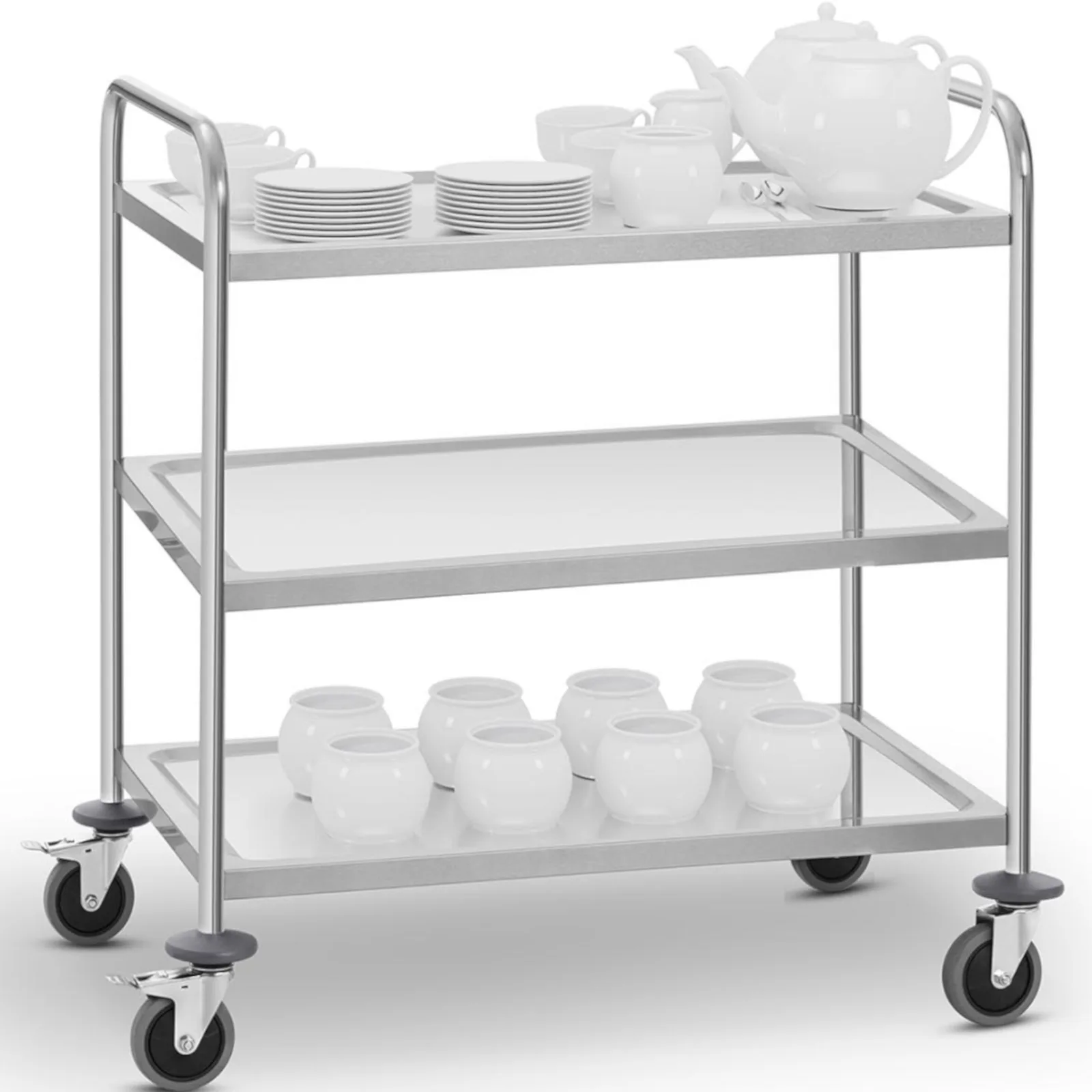 HoReCa stainless steel serving cart with 3 shelves, up to 150 kg 2