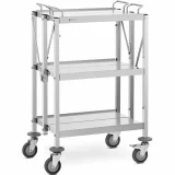 Zusammenklappbarer Catering-Wagen aus Edelstahl mit 3 Ablagen, bis zu 90 kg 2