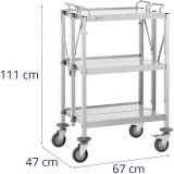 Zusammenklappbarer Catering-Wagen aus Edelstahl mit 3 Ablagen, bis zu 90 kg 7